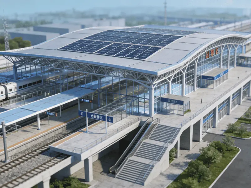 Multifunktionel stålkonstruktion togstation