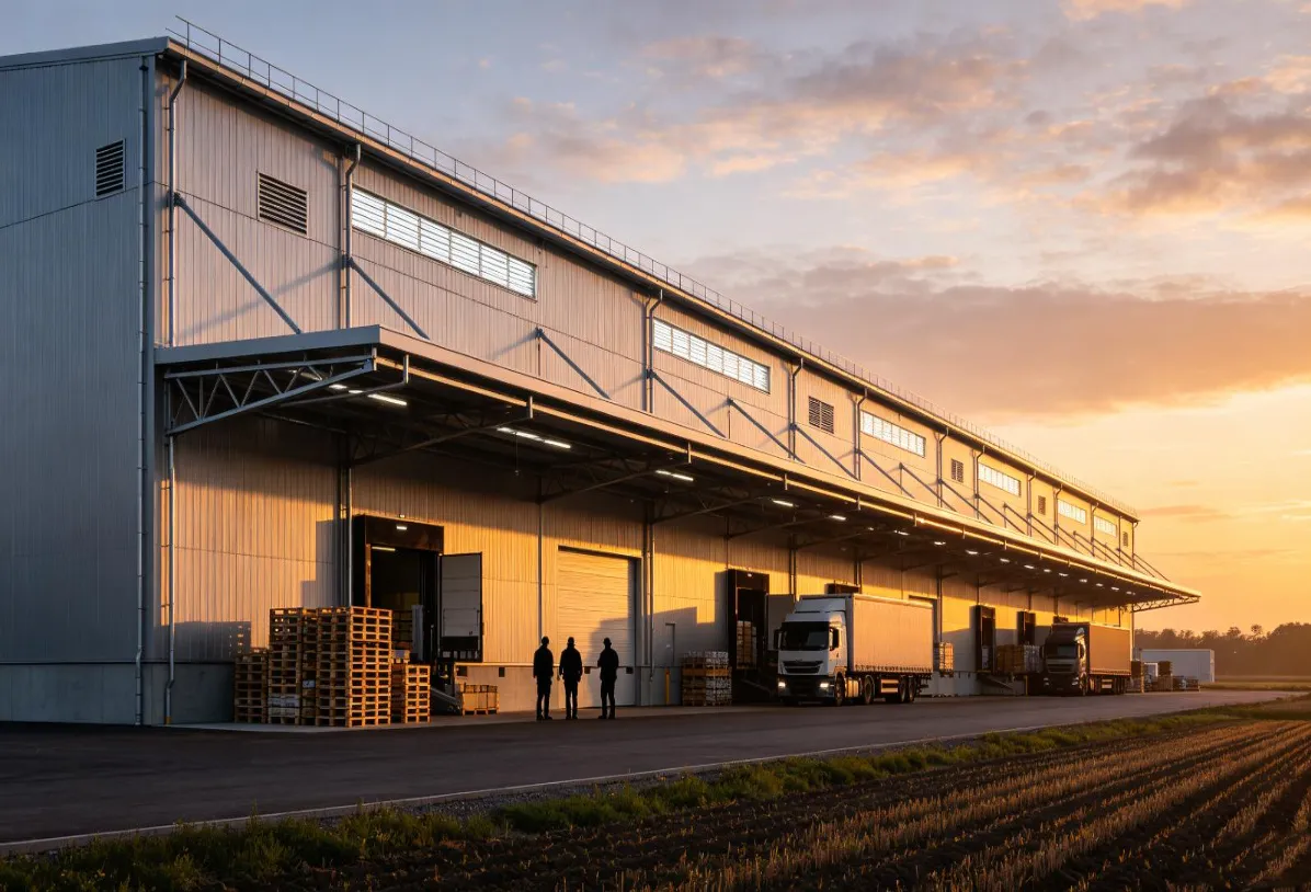 Stålstruktur landbrugsprodukt logistik center konstruktion